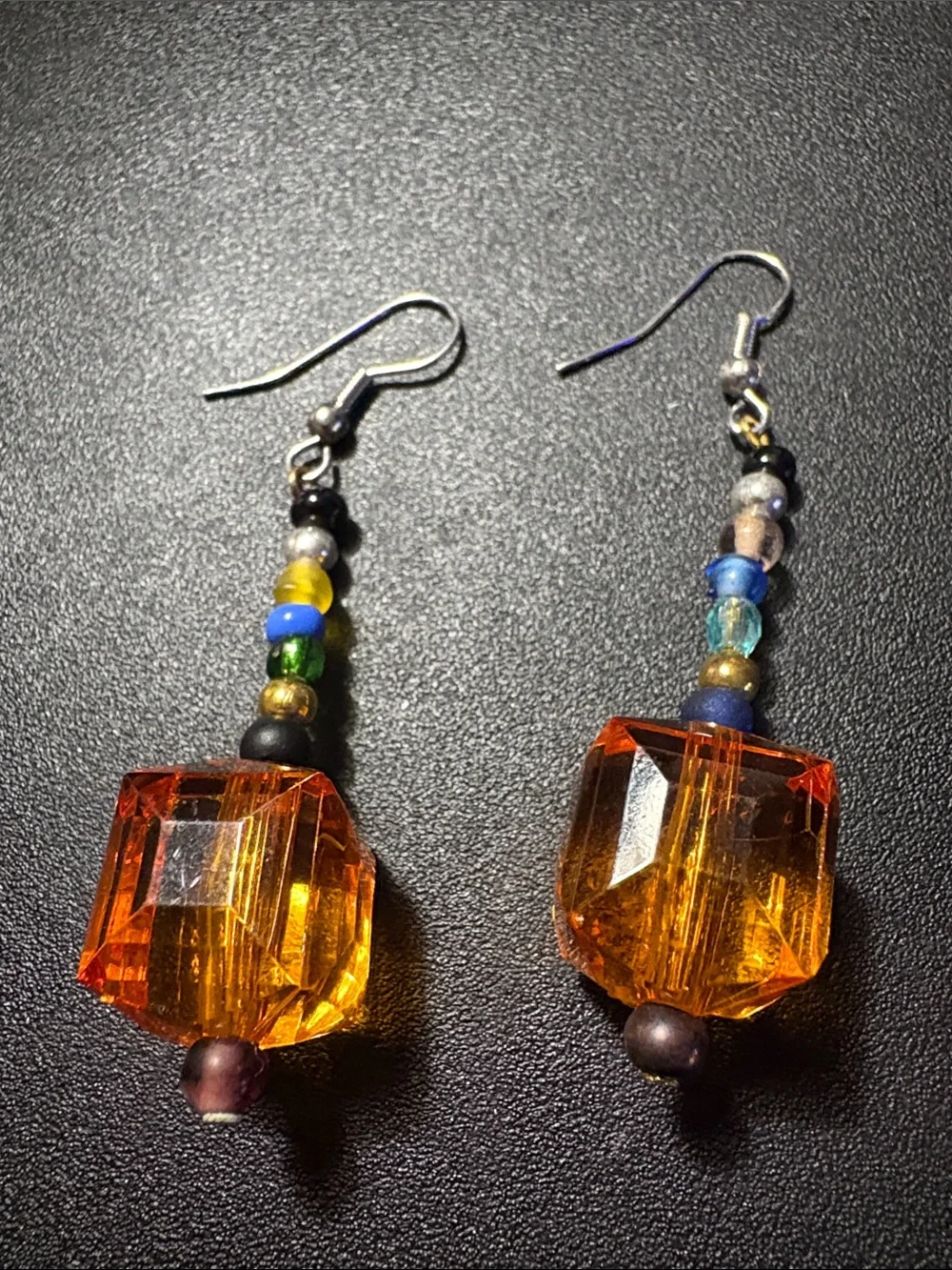 Handmade Amber Crystal Drop Earrings - Women Jewelry